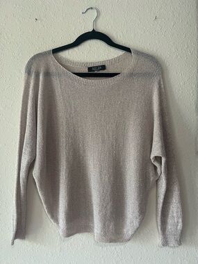 Allegra Unione Metallic Dusty Rose Knit Boatneck Sweater